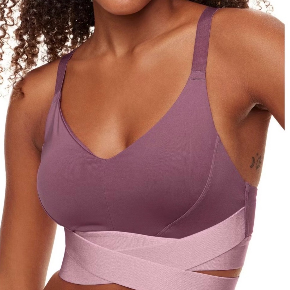 Adore Me Maven Stripe Mauve Wrap Sports Bra